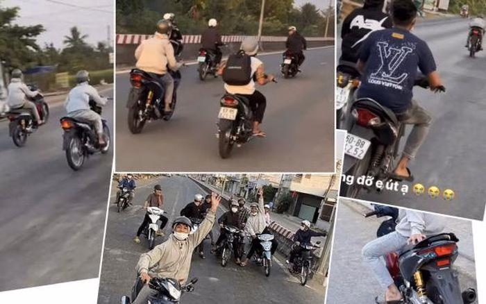 Nhóm đối tượng thực hiện hành vi đua xe trái phép xuyên tỉnh gây bức xúc dư luận.
