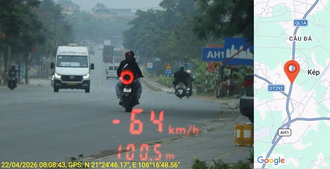Chủ xe bị phạt nguội tại Bắc Ninh do vi phạm tốc độ. Ảnh: Công an Bắc Ninh