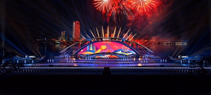 Phối cảnh thiết kế sân khấu DIFF 2026 với tư duy kiến trúc hiện đại và kết nối. Ảnh: Ban tổ chức DIFF 2026